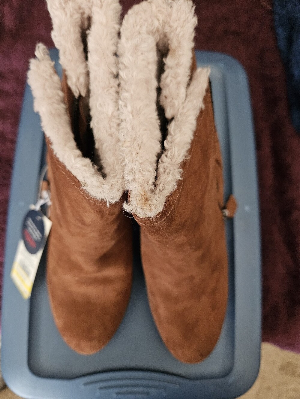 NWT A New Day Cozy Faux-Suede Booties with Sherpa Lining - Brown